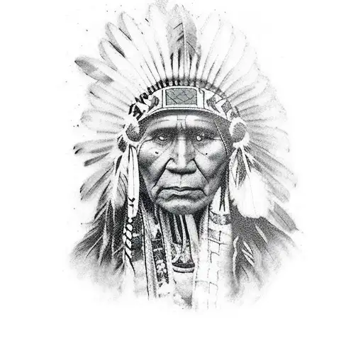 Native American With A Waterfall Background