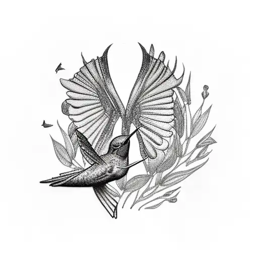 Full Of Plants Which Surround A Hummingbird And A Black Panther