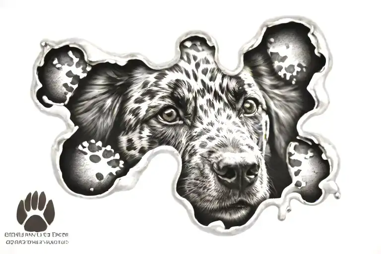 Big Paw Print With Dog Face Details Inside