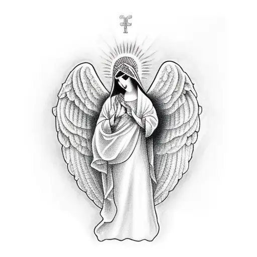 Virgen Llorando Y Un Angel