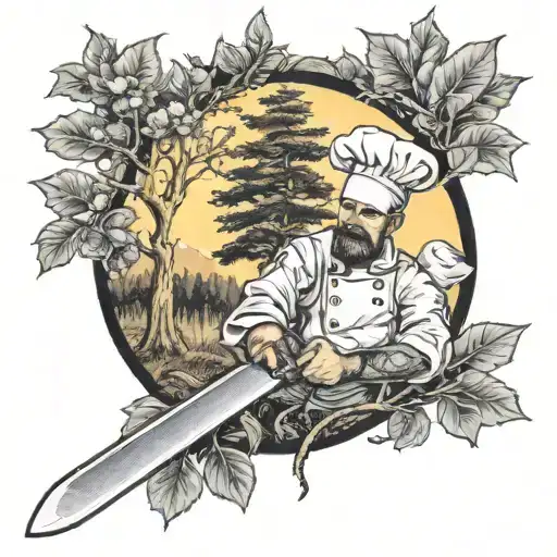 Chef Knif With Some Trees Sunrise