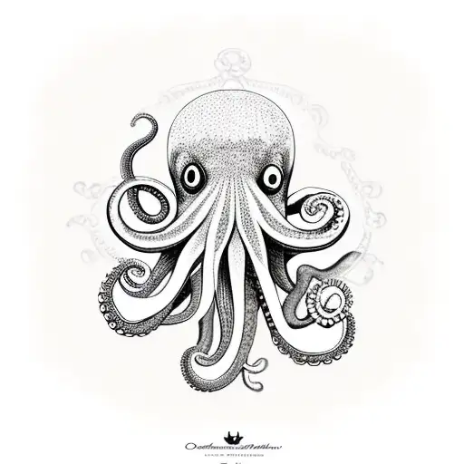 Octopus In Coral With Compass