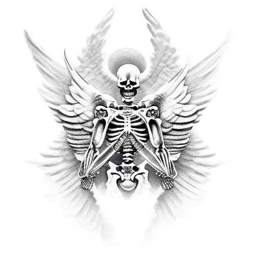 Skeleton Statues Icarus Lucifer Angels