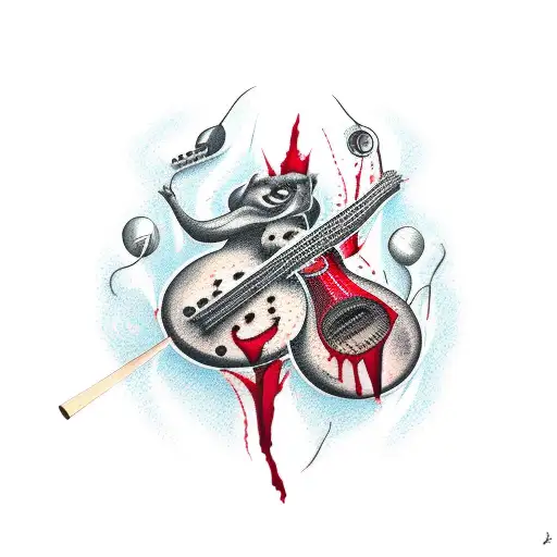 Bass Guitar With Blood
