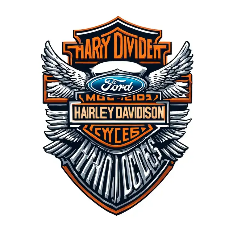 Ford Motor Company And Harley Davidson Logo Together