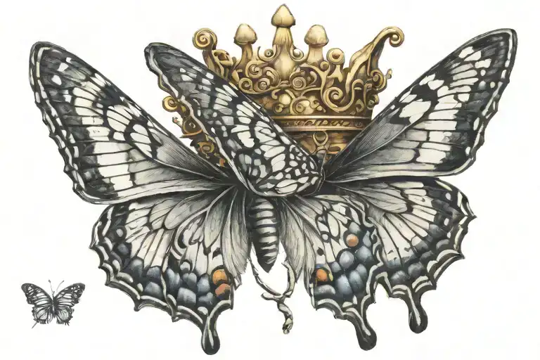 Butterfly With Crown On Head