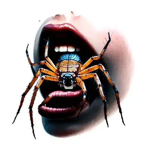 Girl With A Spider In Her Mouth