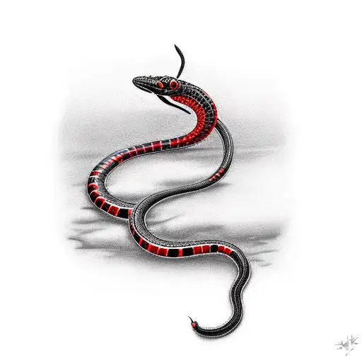 Small Black Snake With Crimson-red Eyes