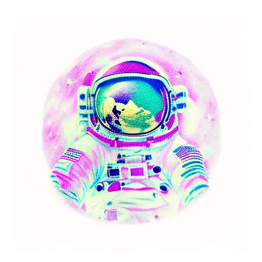 Astronaut In The Space With Pink And Purple Colors