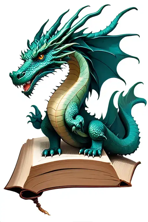 Open Book Dragon Emerging Representing Imagination