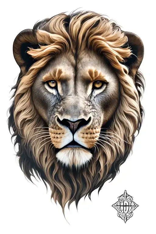 Lion Tattoo With Christian Elements But Without Human Face