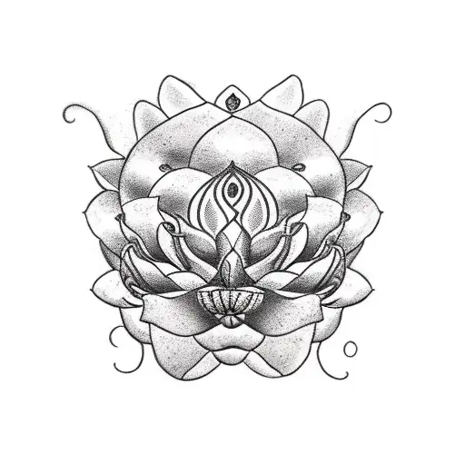 Medusa With Lotus Flowers In Hair