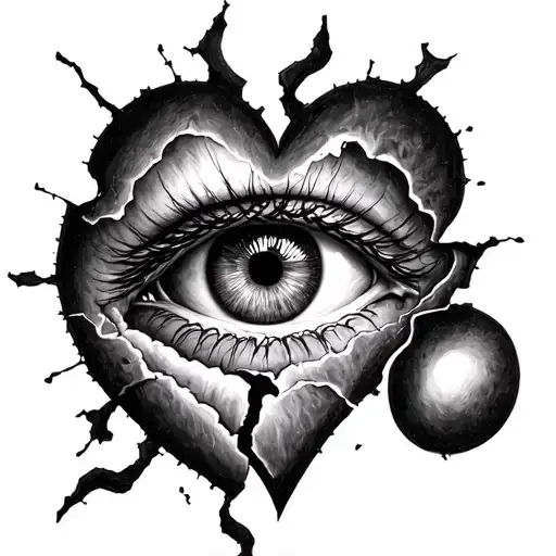 All Seeing Eye Inside Broken Heart