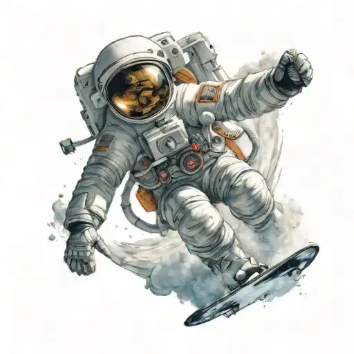 Astronaut Snowboarding Through Space