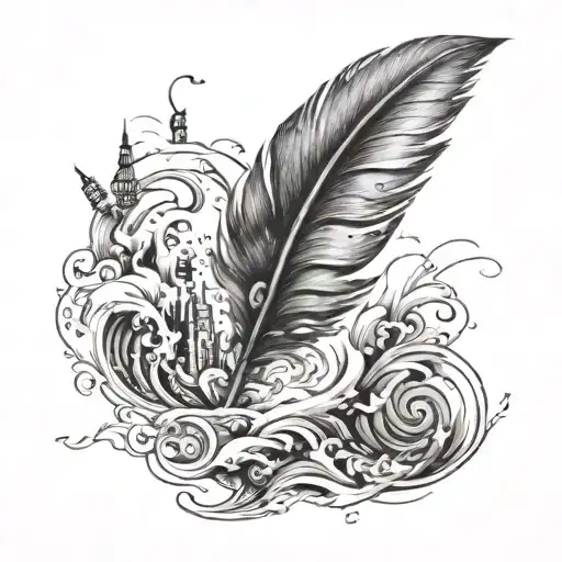Feathered Pen In An Ocean Full Of Ink