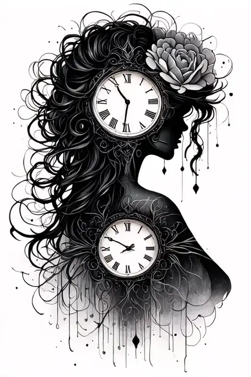 Woman Silhouette And Time And Expression