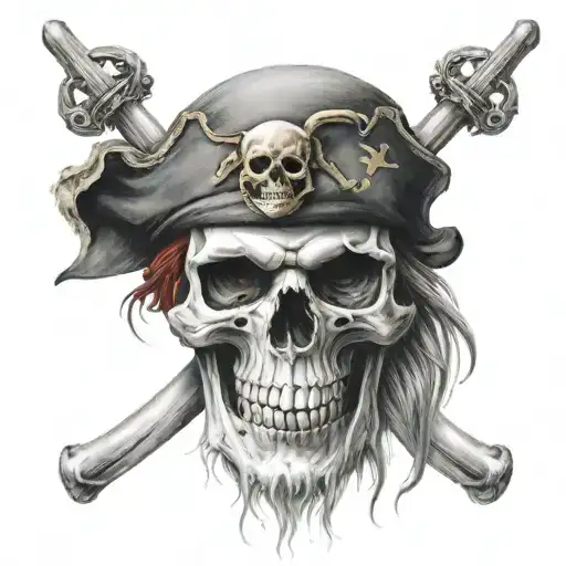 Pirate Flag With White Beard Skull