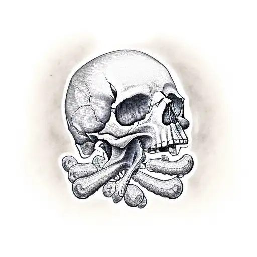 Skull Anatomical With Memento Mori In A Scroll