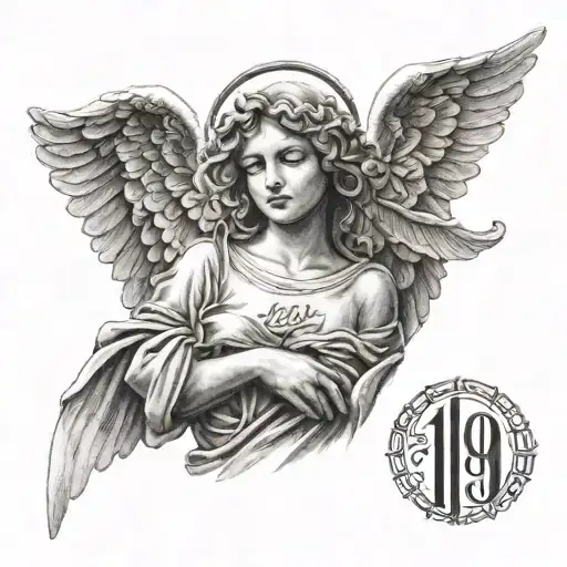 Simple Angel With 1979 Calligraphy Under It