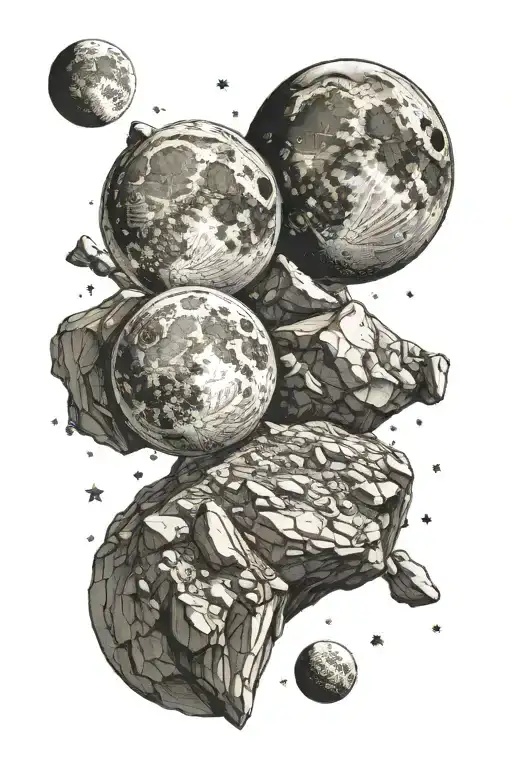 Moon And Small Boulder And Gemini Constillation