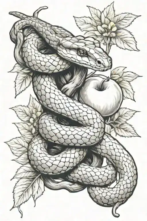 Snake Wrapped Around Forarm With Apple Tree