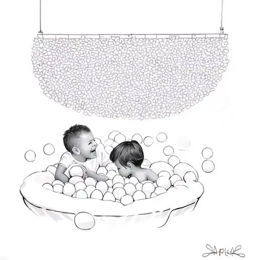 Two Children Playing In A Ball Pit