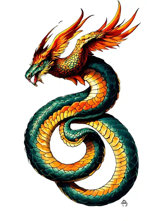 Phoenix Fights The Snake