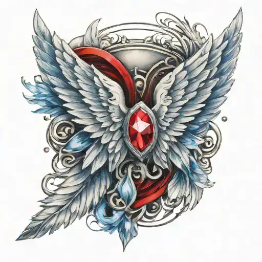 Diamond Angel Wings Red And Blue Chest