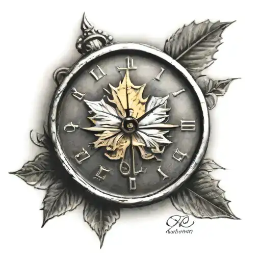 Canadian 10 Cent Coin Tattoo With A Clock Around It