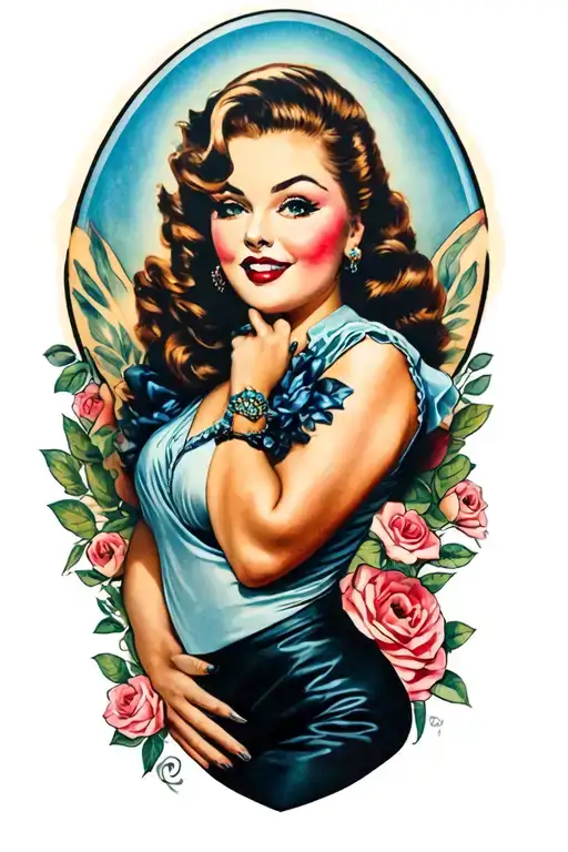 Plus Size 1960 Pin-up Style Tattoo Showcasing