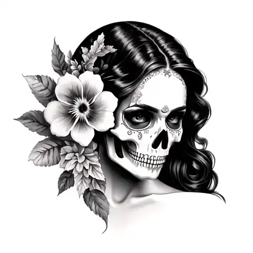 Mexican Woman Death Head Fleur