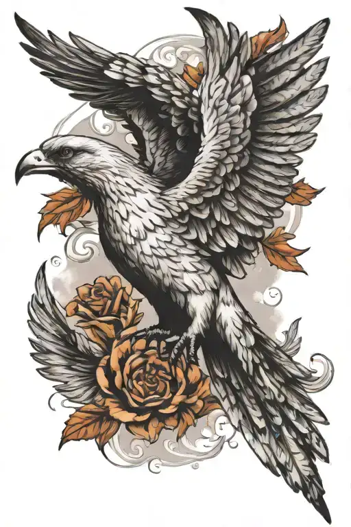 Phoenix Flying With Doves Flying