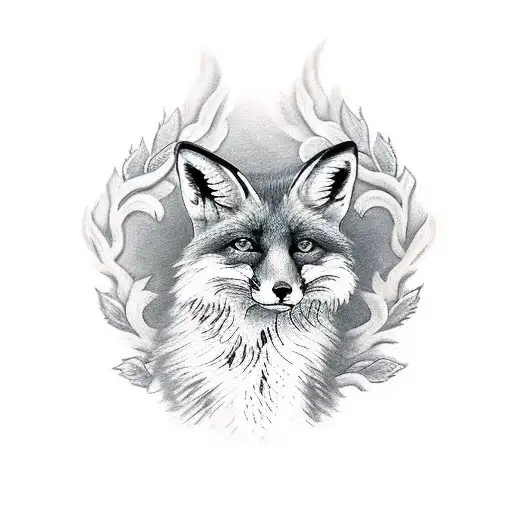 Fox With Wreath Background