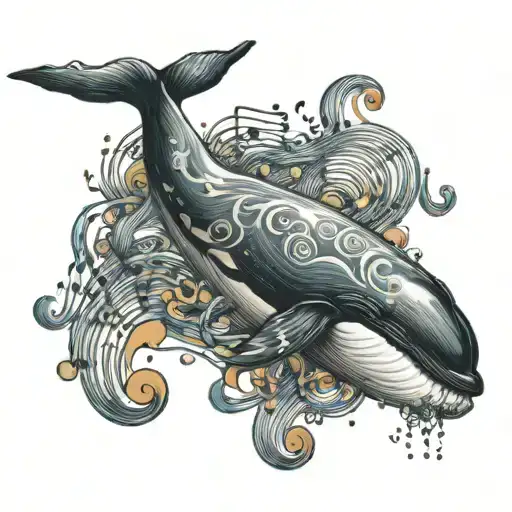 A Majestic Whale Swimming In A Sea Of Music Notes