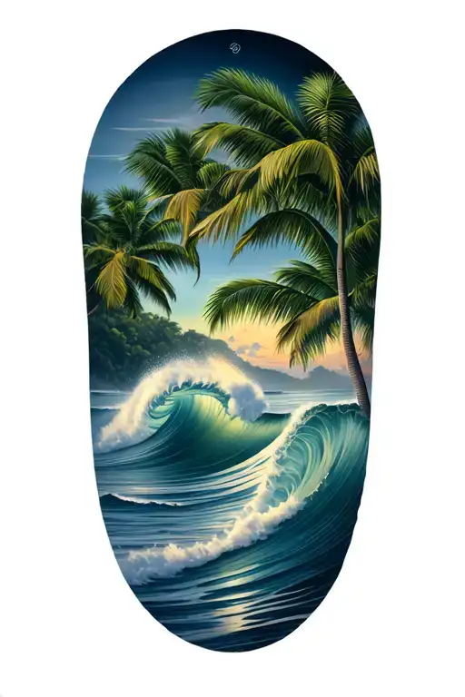 Waves With Names And Palm Trees