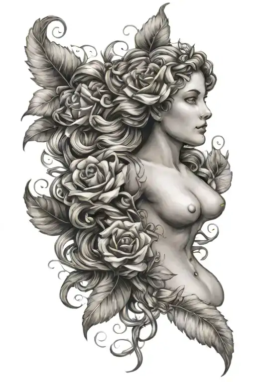 Nude Aphrodite Realism Tattoo Design
