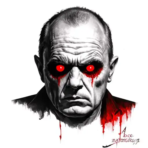 Hannibal Lector Anthony Hopkins With Red Eyes And Add A Word That Would Fit From The Movie In Red