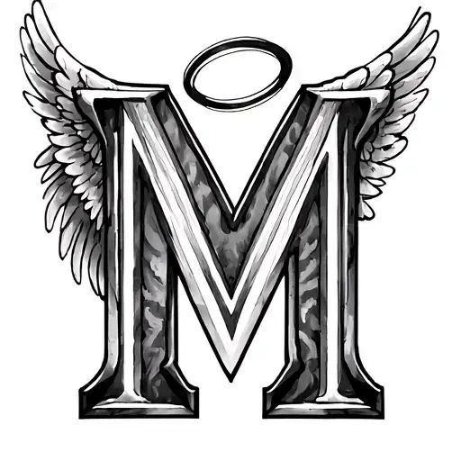 The Letter M With A Halo And Angel Wings