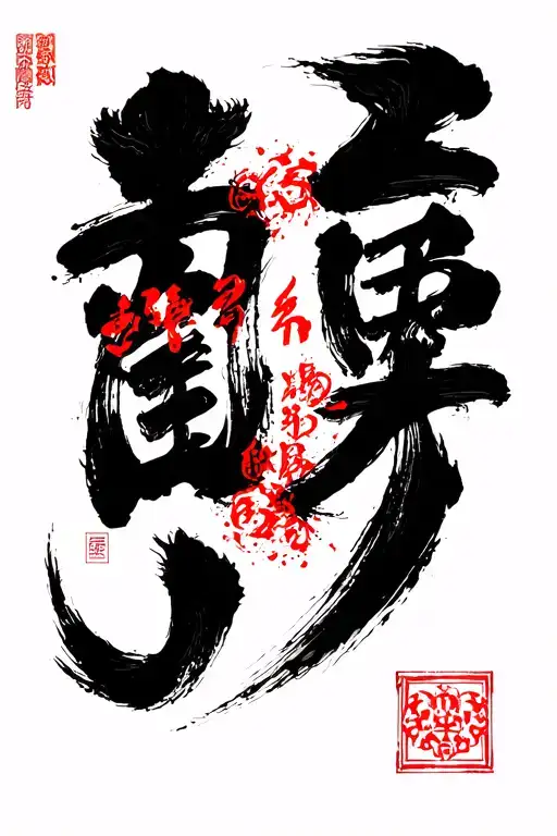 Painted Chinese Letters On The Ribs