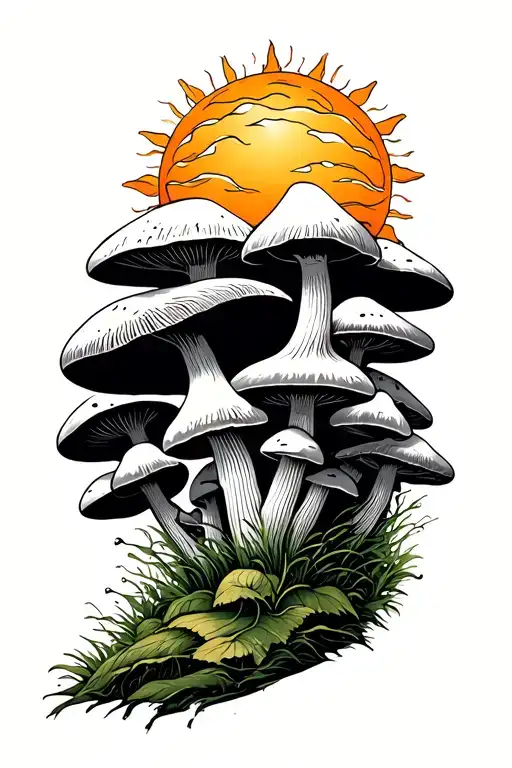 Sun With Mushroom Surrounded