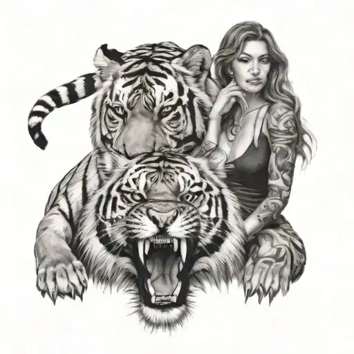 Sexy Woman And Tiger