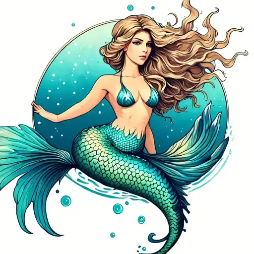 Create A Tattoo Design Featuring A Mermaid