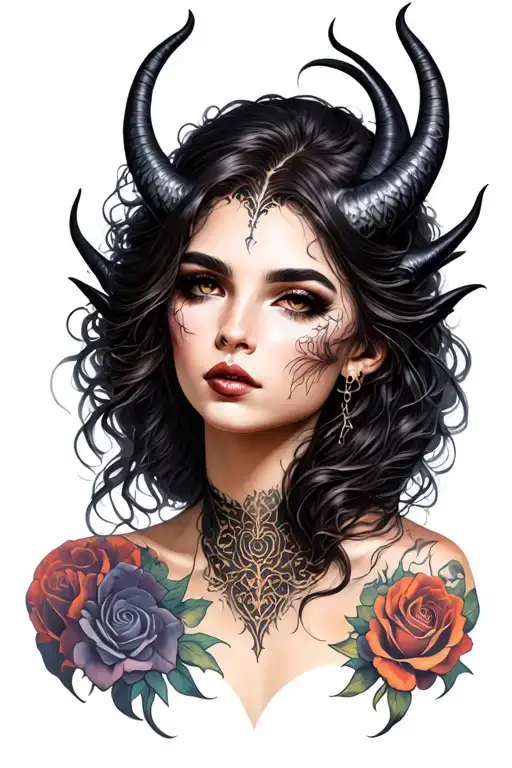 Beautiful Demon Lady Head