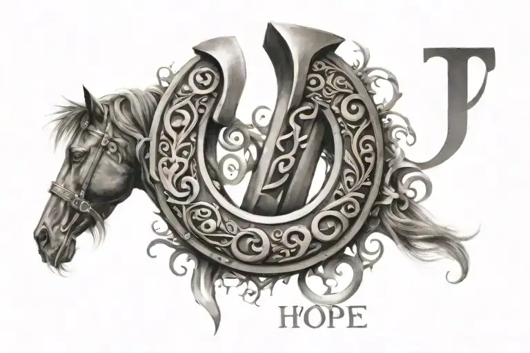 The Word Hope But Inside The Letter P I Want It To Look Like A Horse Shoe