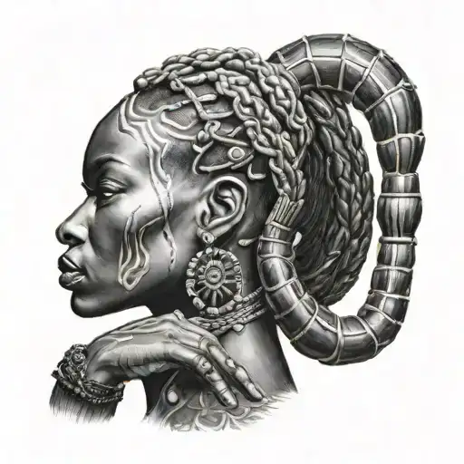 Black Scorpion Queen African Lady Holding