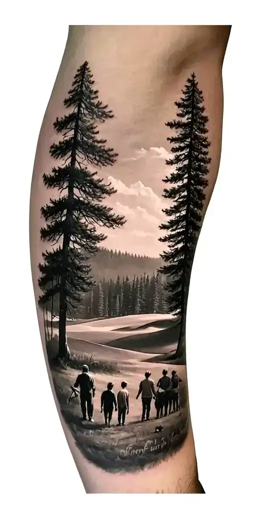 Pine Forest Scene And Family On Golf Course And Ansel Adams And Time