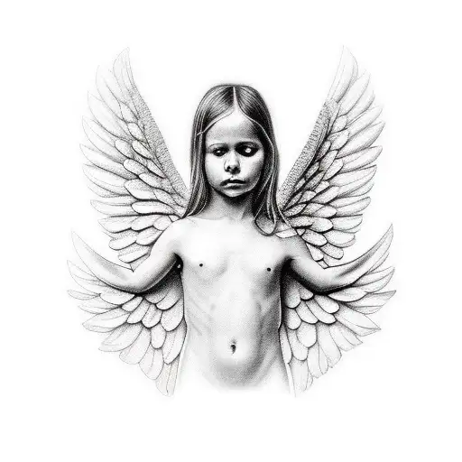 Angel Wings With A Realistic Portrait Of A Religious Figure