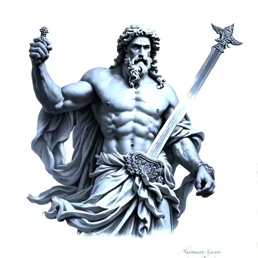 Zeus God Atlas Holding Sword