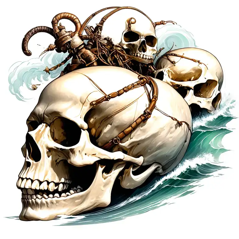 Nautical Skulls In A Storm