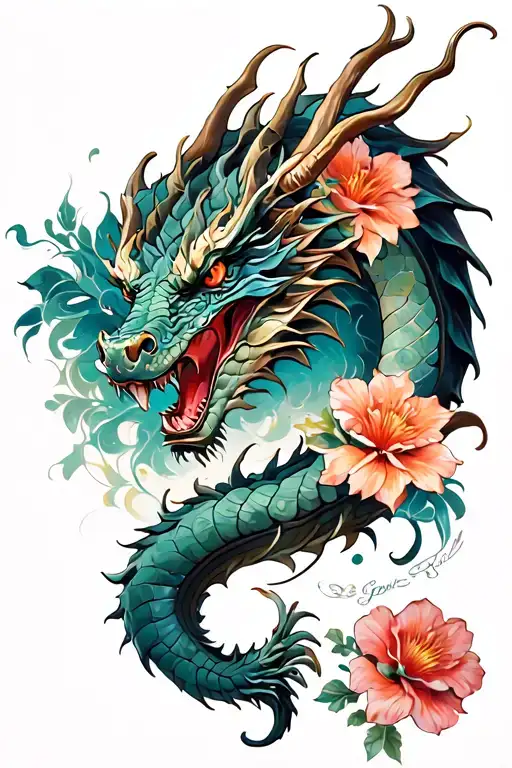 Flowers With A Dragon Wrapped